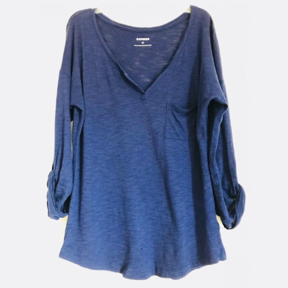 Blue Express V-Neck Top Size Small
